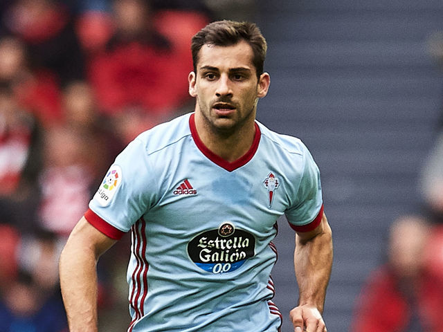 BILBAO, SPAIN - MARCH 31: Jonny Castro Otto of RC Celta de Vigo controls the ball during the La Liga match between Athletic Club Bilbao and RC Celta de Vigo at San Mames Stadium on March 31, 2018 in Bilbao, Spain.