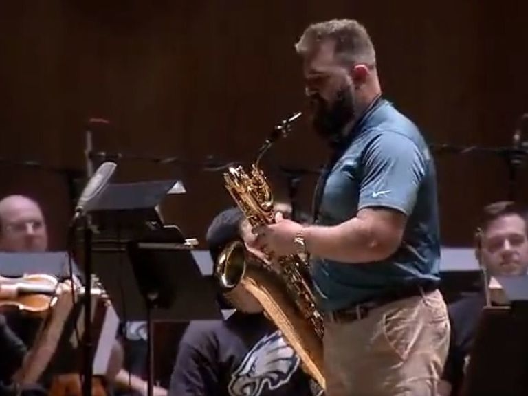 Jazz fan Jason Kelce is preparing to shred a saxophone in his epic