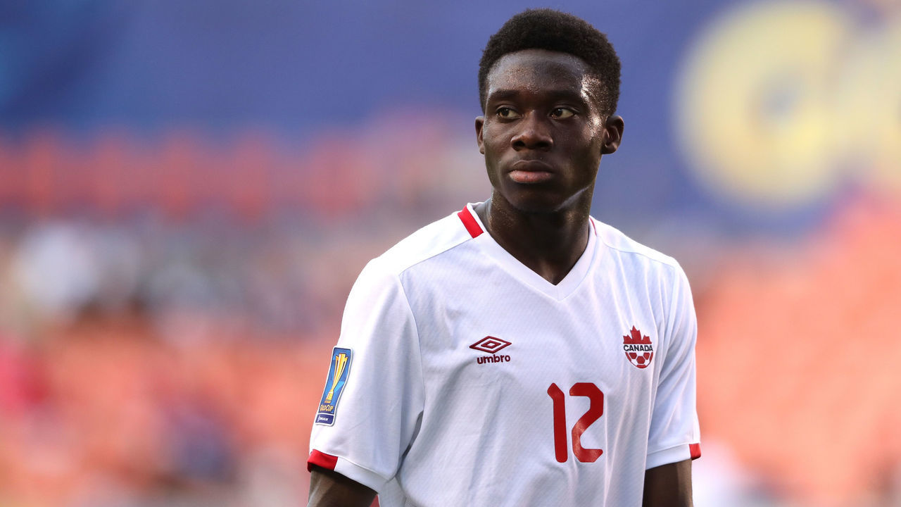 HOUSTON , TX - JULY 11: Alphonso Davies of Canada looks on during the 2017 CONCACAF Gold Cup Group A match between Costa Rica and Canada at BBVA Compass Stadium on July 11, 2017 in Houston, Texas.
