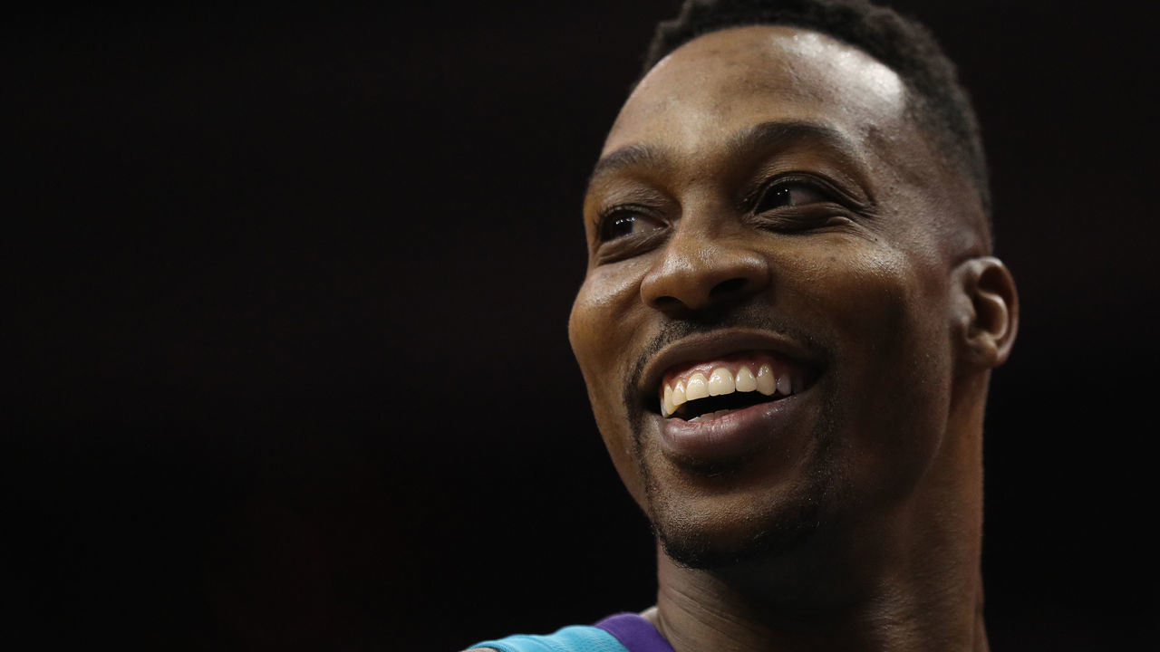 WASHINGTON, DC - MARCH 31: Dwight Howard #12 of the Charlotte Hornets looks on against the Washington Wizards during the second half at Capital One Arena on March 31, 2018 in Washington, DC.
