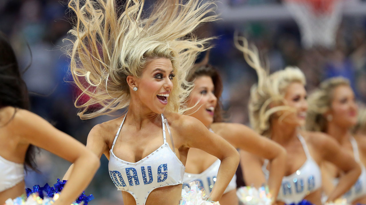 DALLAS, TX - NOVEMBER 18: The Dallas Mavericks Dancers perform as the Dallas Mavericks take on the Milwaukee Bucks at American Airlines Center on November 18, 2017 in Dallas, Texas.