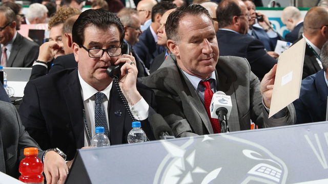 DALLAS, TX - JUNE 23: Jim Benning attends the 2018 NHL Draft at American Airlines Center on June 23, 2018 in Dallas, Texas.