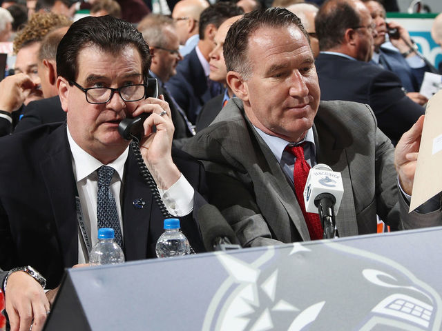 DALLAS, TX - JUNE 23: Jim Benning attends the 2018 NHL Draft at American Airlines Center on June 23, 2018 in Dallas, Texas.