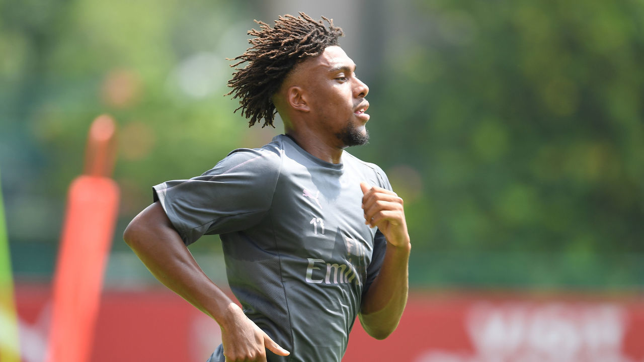 SINGAPORE - JULY 23: Alex Iwobi of Arsenal during a training session at Singapore American School on July 23, 2018 in Singapore.