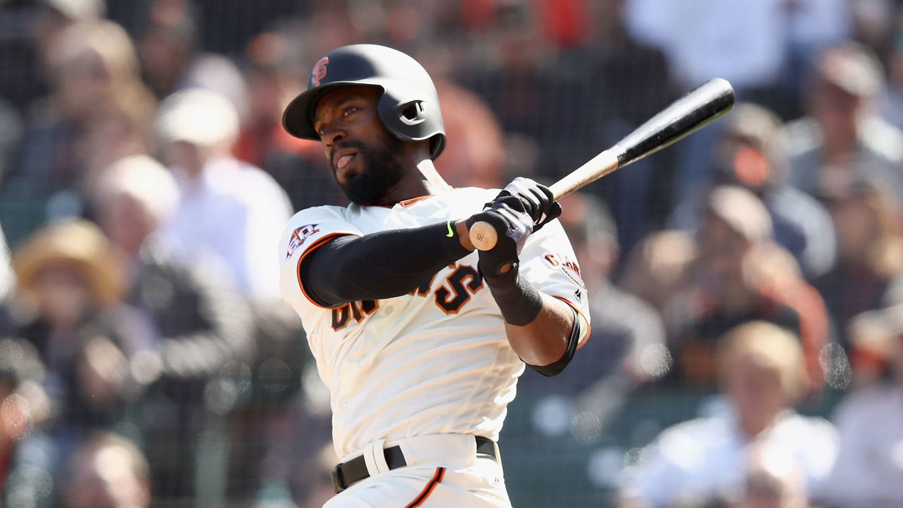 SAN FRANCISCO, CA - APRIL 03: Austin Jackson #16 of the San Francisco Giants bats against the Seattle Mariners at AT&T Park on April 3, 2018 in San Francisco, California.