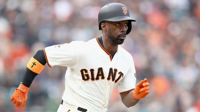 SAN FRANCISCO, CA - APRIL 04: Andrew McCutchen #22 of the San Francisco Giants runs to first base against the Seattle Mariners at AT&T Park on April 4, 2018 in San Francisco, California.