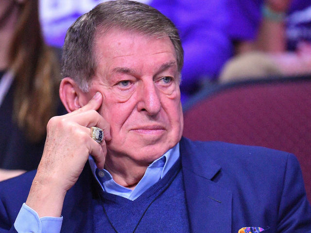 LAS VEGAS, NV - MARCH 10: Special adviser to the Philadelphia 76ers Jerry Colangelo attends the championship game of the Western Athletic Conference basketball tournament between the New Mexico State Aggies and the Grand Canyon Lopes at the Orleans Arena on March 10, 2018 in Las Vegas, Nevada. New Mexico State won 72-58.