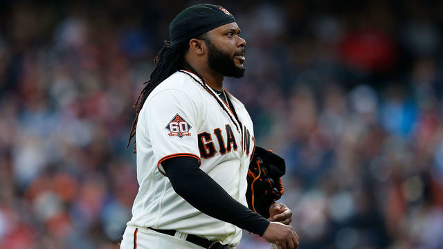 SAN FRANCISCO, CA - JULY 05: Starting pitcher Johnny Cute #47 of the San Francisco Giants walks to the dugout after the top of the first inning against the St Louis Cardinals at AT&T Park on July 5, 2018 in San Francisco, California.