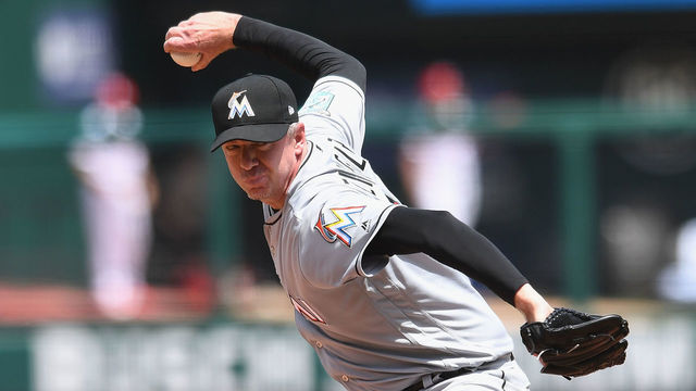 ST LOUIS, MO - JUNE 07: Brad Ziegler #29 of the Miami Marlins pitches in the sixth inning against the St. Louis Cardinals at Busch Stadium on June 7, 2018 in St Louis, Missouri.