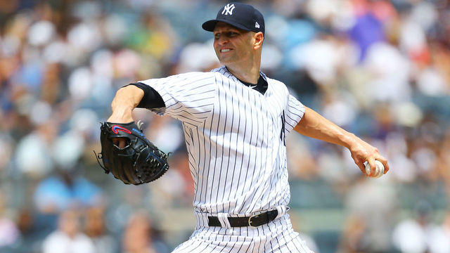 NEW YORK, NY - JULY 29: J.A. Happ #34 of the New York Yankees pitches in the first inning against the Kansas City Royals at Yankee Stadium on July 29, 2018 in the Bronx borough of New York City.