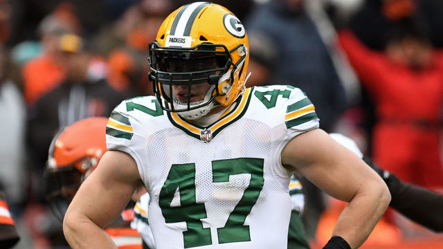 CLEVELAND, OH - DECEMBER 10, 2017: Linebacker Jake Ryan #47 of the Green Bay Packers stands on the field in the third quarter of a game on December 10, 2017 against the Cleveland Browns at FirstEnergy Stadium in Cleveland, Ohio. Green Bay won 27-21 in overtime. (Photo by: 2017 Nick Cammett/Diamond Images/Getty Images)