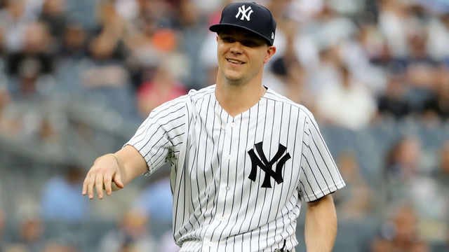 NEW YORK, NY - AUGUST 01: Sonny Gray #55 of the New York Yankees reacts to the booing fans as he is pulled from the game in the third inning against the Baltimore Orioles at Yankee Stadium on August 1, 2018 in the Bronx borough of New York City.
