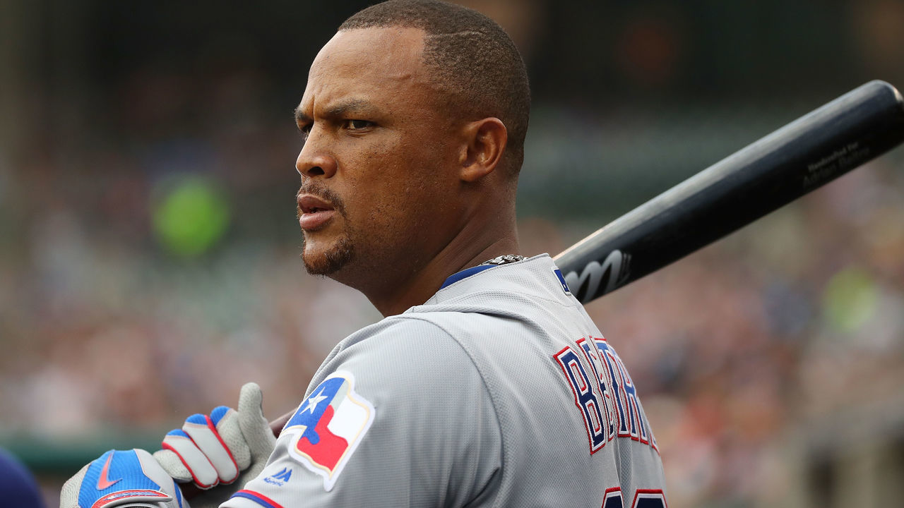 DETROIT, MI - JULY 05: Adrian Beltre #29 of the Texas Rangers looks on from the dugout in the first inning while playing the Detroit Tigers at Comerica Park on July 5, 2018 in Detroit, Michigan.