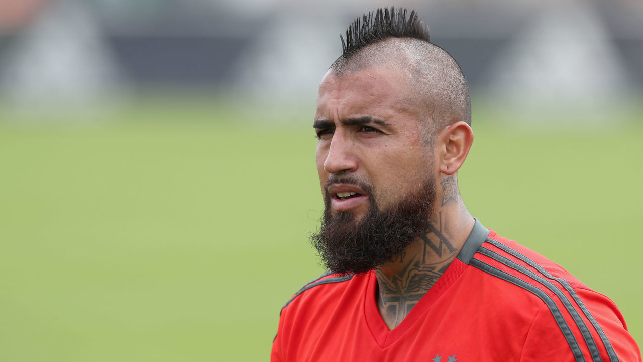 MUNICH, GERMANY - JULY 12: Arturo Vidal of FC Bayern Muenchen leaves the pitch after a training session at the club's Saebener Strasse training ground on July 12, 2018 in Munich, Germany.