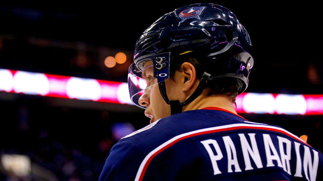 COLUMBUS, OH - DECEMBER 12: Artemi Panarin #9 of the Columbus Blue Jackets warms up prior to the start of the game against the Edmonton Oilers on December 12, 2017 at Nationwide Arena in Columbus, Ohio.