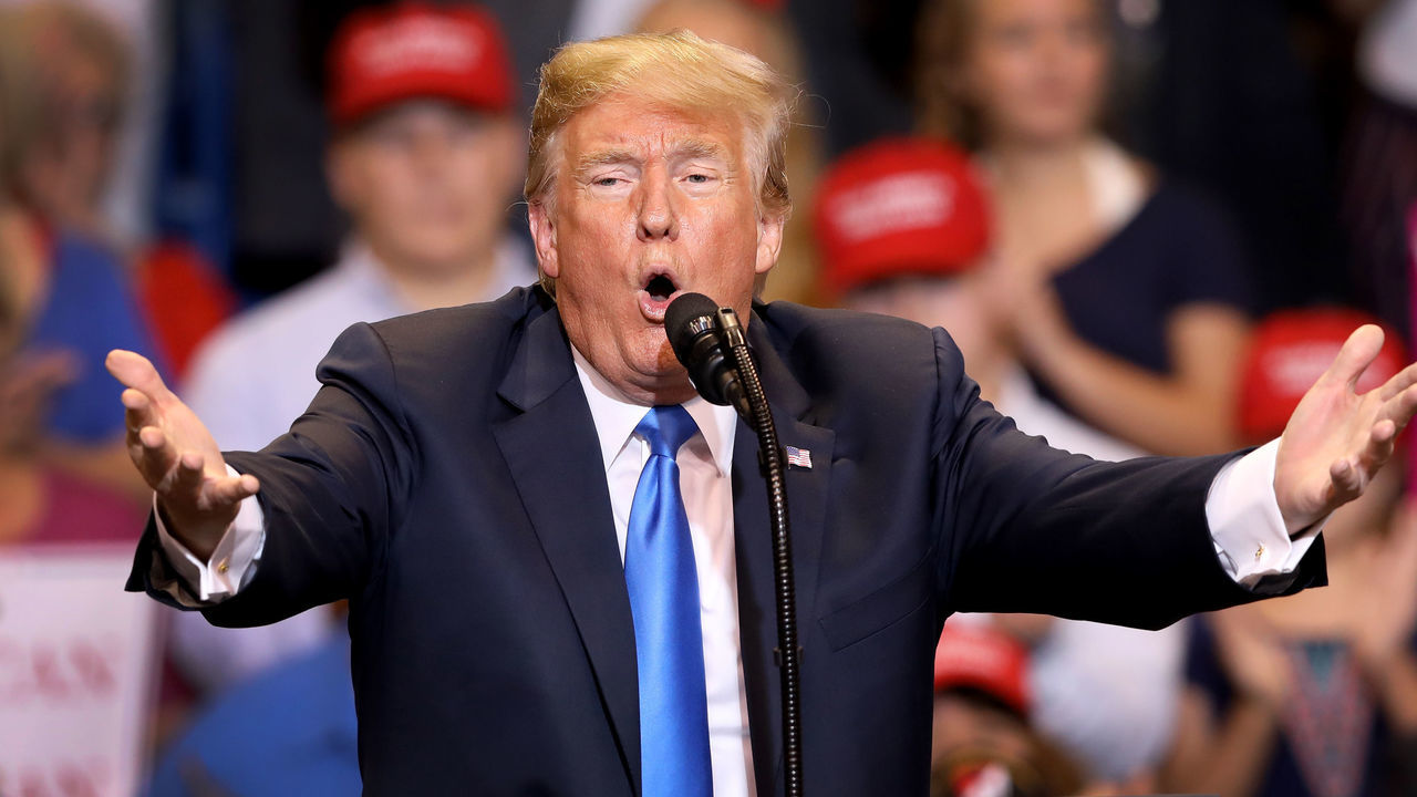 WILKES BARRE, PA - AUGUST 02: President Donald J. Trump singles out the media during his rally on August 2, 2018 at the Mohegan Sun Arena at Casey Plaza in Wilkes Barre, Pennsylvania. This is Trump's second rally this week; the same week his former campaign chairman Paul Manafort started his trial that stemmed from special counsel Robert Mueller's investigation into Russias alleged interference in the 2016 presidential election.