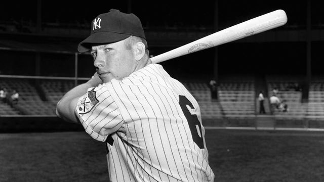 NEW YORK - 1951: Outfielder Mickey Mantle #6, of the New York Yankees, poses for a portrait prior to a game in 1951 at Yankee Stadium. Mantle wore number 6 when the 1951 season opened, but was issued number 7 when he returned later in the season from an assignment to the AAA club in Kansas City. (Photo by: Kidwiler Collection/Diamond Images/Getty Images)