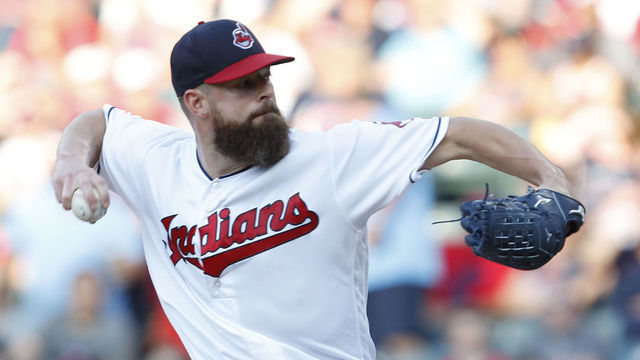 CLEVELAND, OH - AUGUST 04: Corey Kluber #28 of the Cleveland Indians pitches against the Los Angeles Angels of Anaheim during the first inning at Progressive Field on August 4, 2018 in Cleveland, Ohio.