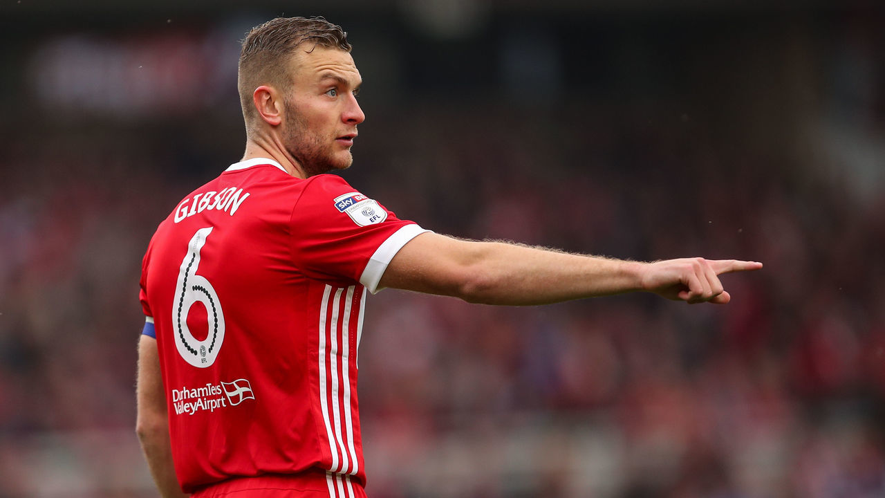 MIDDLESBROUGH, ENGLAND - MAY 12: Benjamin Gibson of Middlesbrough during the Sky Bet Championship Play Off Semi Final First Leg match between Middlesbrough and Aston Villa at Riverside Stadium on May 12, 2018 in Middlesbrough, England.