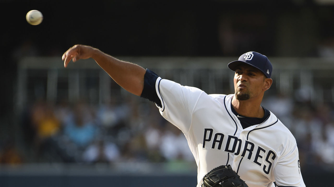 SAN DIEGO, CA - JULY 28: Tyson Ross #38 of the San Diego Padres pitches during the first inning of a baseball game against the Arizona Diamondbacks PETCO Park on July 28, 2018 in San Diego, California.