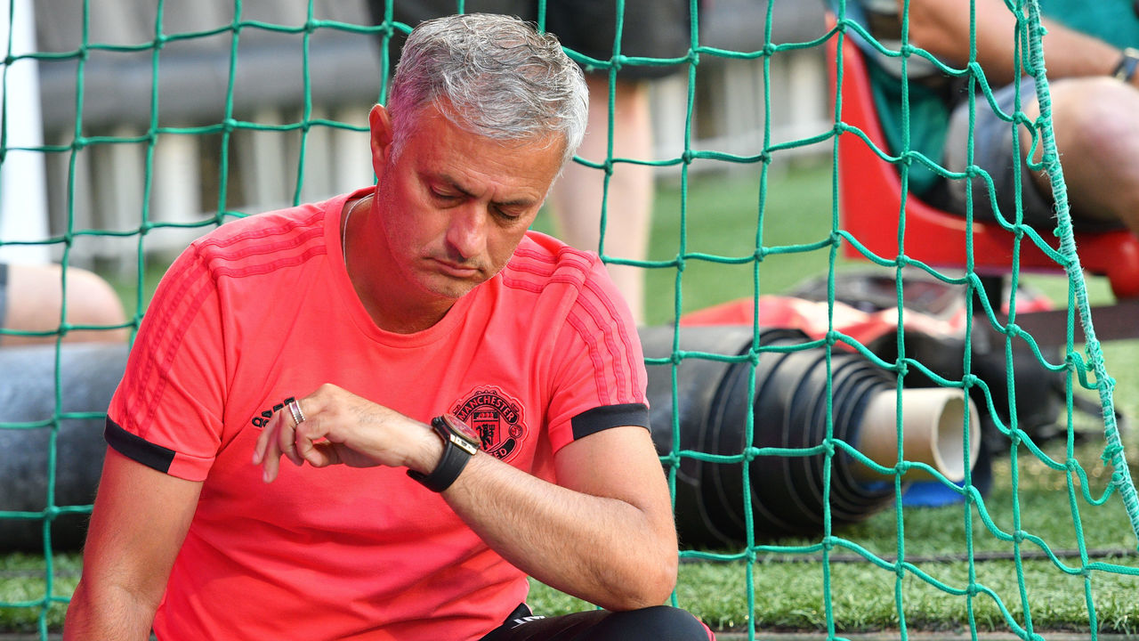 MUNICH, GERMANY - AUGUST 05: Head coach Jose Mourinho of Manchester United looks on prior to the friendly match between Bayern Muenchen and Manchester United at Allianz Arena on August 5, 2018 in Munich, Germany.