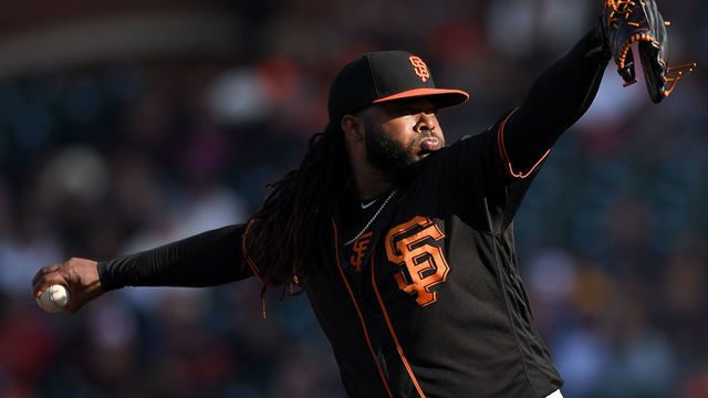 SAN FRANCISCO, CA - JULY 28: Johnny Cueto #47 of the San Francisco Giants pitches against the Milwaukee Brewers in the top of the first inning at AT&T Park on July 28, 2018 in San Francisco, California.