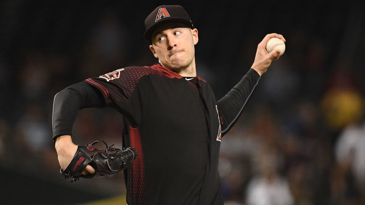 PHOENIX, AZ - AUGUST 03: Patrick Corbin #46 of the Arizona Diamondbacks delivers a pitch in the first inning of the MLB game against the San Francisco Giants at Chase Field on August 3, 2018 in Phoenix, Arizona.