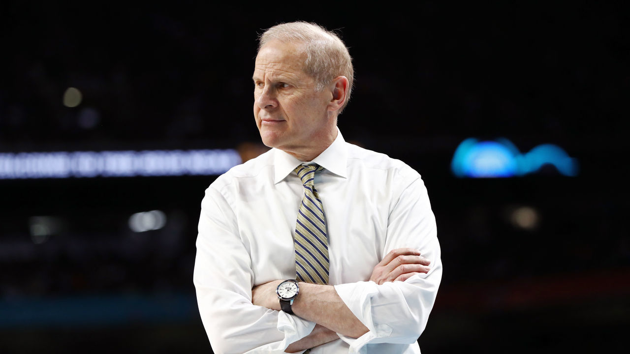SAN ANTONIO, TX - APRIL 02: Head coach John Beilein of the Michigan Wolverines reacts against the Villanova Wildcats in the second half during the 2018 NCAA Men's Final Four National Championship game at the Alamodome on April 2, 2018 in San Antonio, Texas.