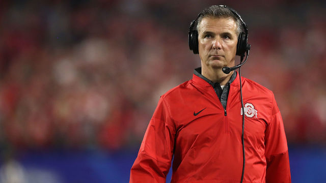 GLENDALE, AZ - DECEMBER 31: Head coach Urban Meyer of the Ohio State Buckeyes looks on against the Clemson Tigers during the 2016 PlayStation Fiesta Bowl at University of Phoenix Stadium on December 31, 2016 in Glendale, Arizona.