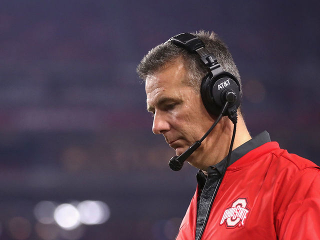 GLENDALE, AZ - DECEMBER 31: Head coach Urban Meyer of the Ohio State Buckeyes watches the action during the second half of the 2016 PlayStation Fiesta Bowl against the Clemson Tigers at University of Phoenix Stadium on December 31, 2016 in Glendale, Arizona.