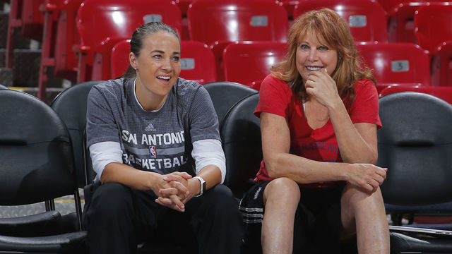 SACRAMENTO, CA - OCTOBER 8: Assistant Coach Becky Hammon of the San Antonio Spurs chats with Assistant Coach Nancy Lieberman of the Sacramento Kings prior to the game on October 8, 2015 at Sleep Train Arena in Sacramento, California. NOTE TO USER: User expressly acknowledges and agrees that, by downloading and or using this photograph, User is consenting to the terms and conditions of the Getty Images Agreement. Mandatory Copyright Notice: Copyright 2015 NBAE