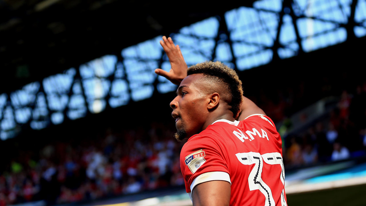 IPSWICH, ENGLAND - MAY 06: Adama Traore of Middlesbrough during the Sky Bet Championship match between Ipswich Town and Middlesbrough at Portman Road on May 6, 2018 in Ipswich, England.