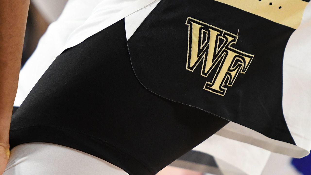 LYNCHBURG, VA - NOVEMBER 17: The Wake Forest Demon Deacons logo on a pair of shorts during the quarterfinals of the Paradise Jam college basketball tournament against the Drake Bulldogs at The Vines Center on November 17, 2017 in Lynchburg, Virginia. The Bulldogs won 77-74. *** Local Caption ***