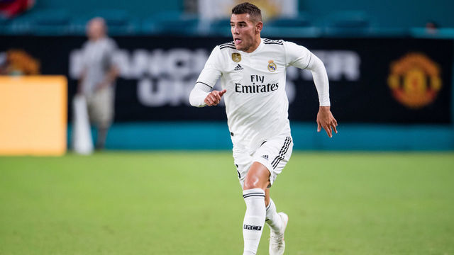 MIAMI, FL - JULY 31: Theo Hernandez #15 of Real Madrid in action during the International Champions Cup match against Manchester United at Hard Rock Stadium on July 31, 2018 in Miami, Florida.