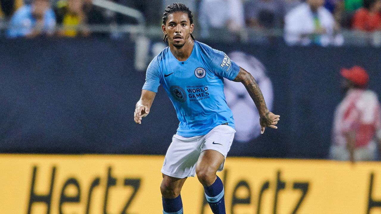 CHICAGO, IL - JULY 20: Manchester City midfielder Douglas Luiz (39) handles the ball during an International Champions Cup match between Manchester City and Borussia Dortmund on July 20, 2018 at Soldier Field in Chicago, Illinois.