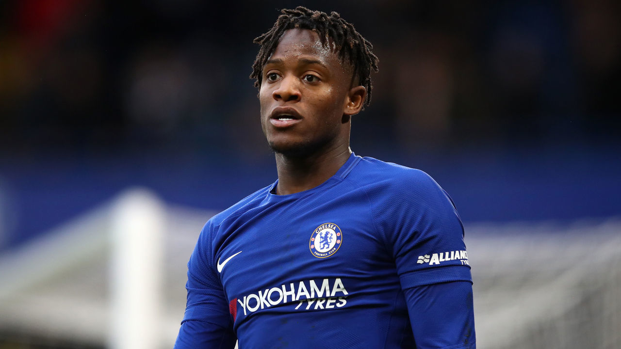LONDON, ENGLAND - JANUARY 28: Michy Batshuayi of Chelsea looks on during The Emirates FA Cup Fourth Round match between Chelsea and Newcastle on January 28, 2018 in London, United Kingdom.