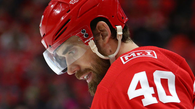 DETROIT, MI - FEBRUARY 13: Henrik Zetterberg #40 of the Detroit Red Wings looks on in the first period while playing the Anaheim Ducks at Little Caesars Arena on February 13, 2018 in Detroit, Michigan.
