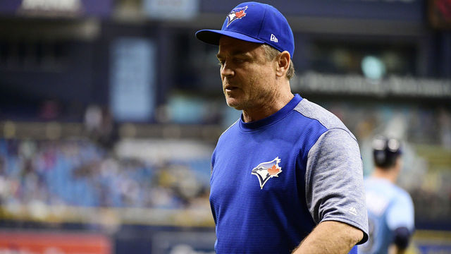 ST PETERSBURG, FL - MAY 6: John Gibbons #5 of the Toronto Blue Jays gets ejected in the eighth inning on May 6, 2018 at Tropicana Field in St Petersburg, Florida. The Toronto Blue Jays won 2-1.