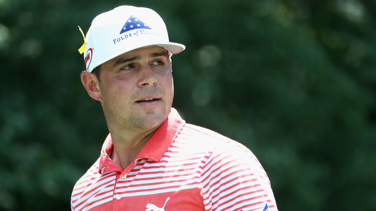 ST LOUIS, MO - AUGUST 10: Gary Woodland of the United States stands on the ninth tee during the second round of the 2018 PGA Championship at Bellerive Country Club on August 10, 2018 in St Louis, Missouri.
