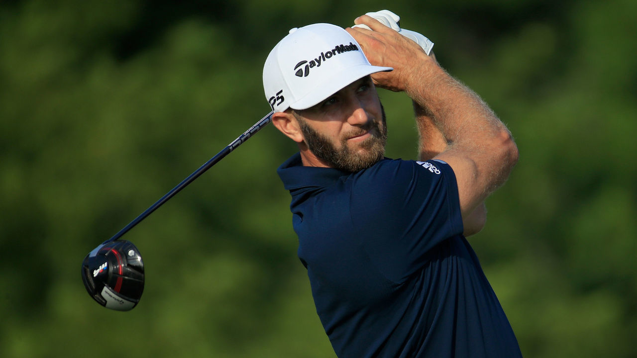 ST LOUIS, MO - AUGUST 10: Dustin Johnson of the United States plays his shot from the 12th tee during the second round of the 2018 PGA Championship at Bellerive Country Club on August 10, 2018 in St Louis, Missouri.