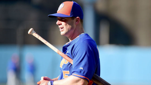 LOS ANGELES, CA - MAY 09: David Wright #5 of the New York Mets waits to take batting practice before the game against the Los Angeles Dodgers at Dodger Stadium on May 09, 2016 in Los Angeles, California.