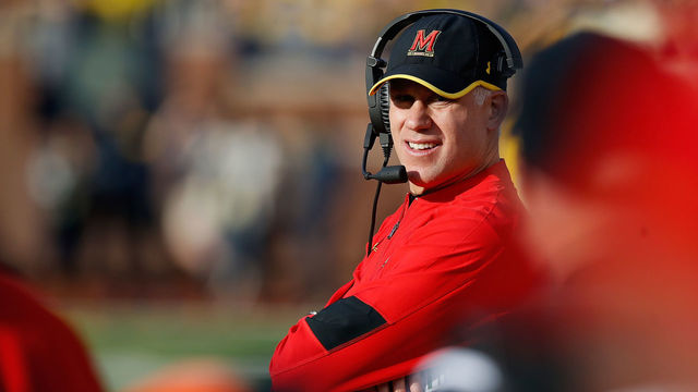 ANN ARBOR, MI - NOVEMBER 05: Head coach D.J. Durkin of the Maryland Terrapins looks on from the sideline while playing the Michigan Wolverines on November 5, 2016 at Michigan Stadium in Ann Arbor, Michigan.
