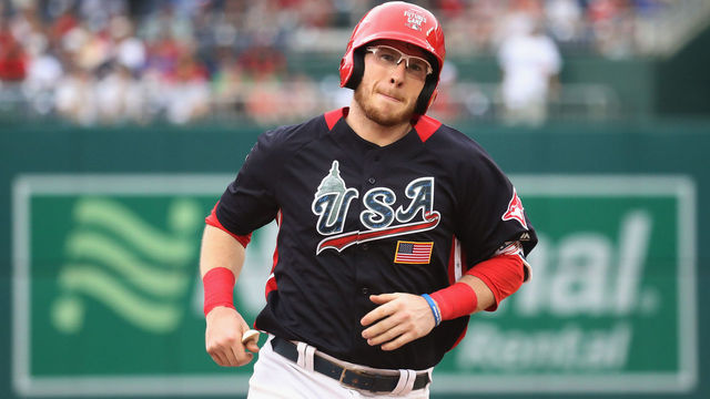 WASHINGTON, DC - JULY 15: Danny Jansen #9 of the Toronto Blue Jays and the U.S. Team rounds the bases after hitting a two-run home run in the fourth inning against the World Team during the SiriusXM All-Star Futures Game at Nationals Park on July 15, 2018 in Washington, DC.