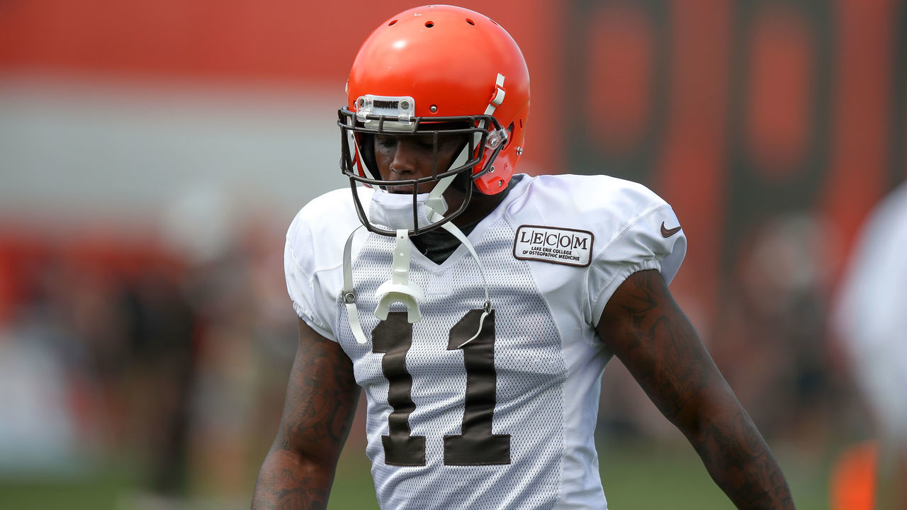 BEREA, OH - AUGUST 12: Cleveland Browns wide receiver Antonio Callaway (11) on the field during the Cleveland Browns Training Camp on August 12, 2018, at the at the Cleveland Browns Training Facility in Berea, Ohio.