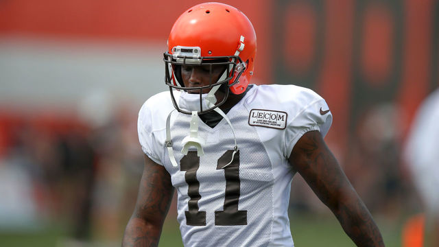 BEREA, OH - AUGUST 12: Cleveland Browns wide receiver Antonio Callaway (11) on the field during the Cleveland Browns Training Camp on August 12, 2018, at the at the Cleveland Browns Training Facility in Berea, Ohio.
