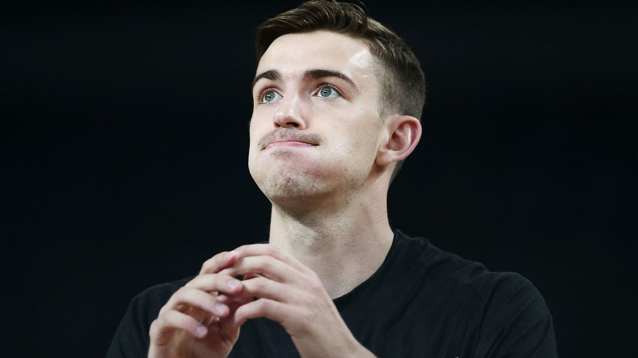 AUCKLAND, NEW ZEALAND - DECEMBER 08: David Stockton of the Breakers reacts during warm up prior to the round 10 NBL match between the New Zealand Breakers and the Brisbane Bullets at Vector Arena on December 8, 2016 in Auckland, New Zealand.
