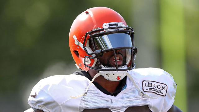 BEREA, OH - AUGUST 12: Cleveland Browns wide receiver Jarvis Landry (80) during drills during the Cleveland Browns Training Camp on August 12, 2018, at the at the Cleveland Browns Training Facility in Berea, Ohio.