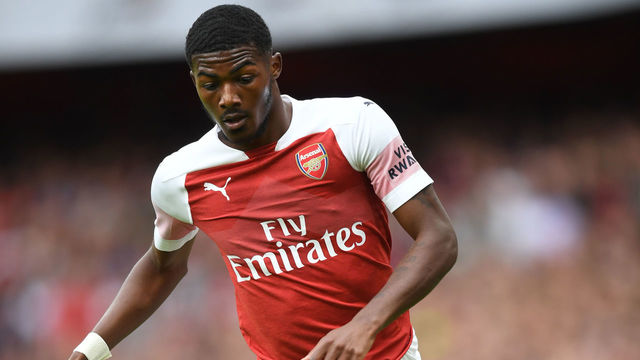 LONDON, ENGLAND - AUGUST 12: Ainsley Maitland-Niles of Arsenal in action during the Premier League match between Arsenal FC and Manchester City at Emirates Stadium on August 12, 2018 in London, United Kingdom.
