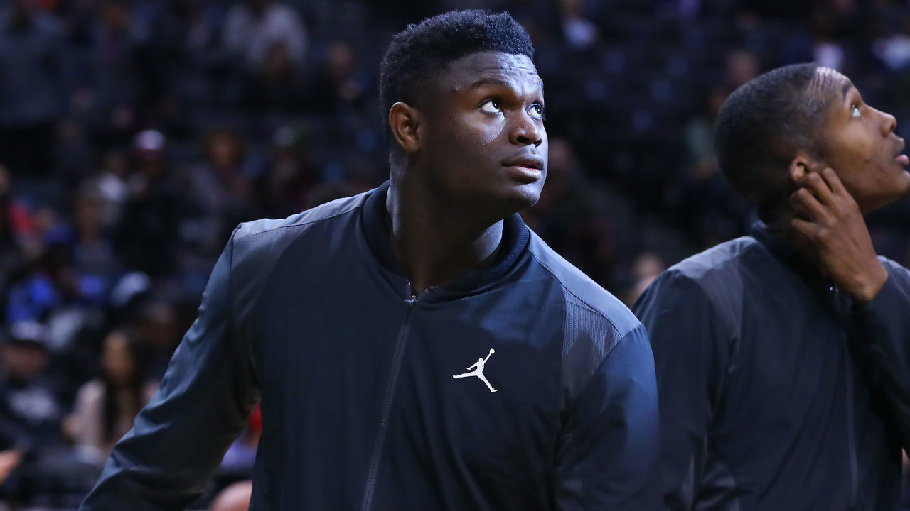 BROOKLYN, NY - APRIL 08: Jordan Brand Classic Home Team forward Zion Williamson (12) during the second half of the Jordan Brand Classic on April 8, 2018, at the Barclays Center in Brooklyn, NY.
