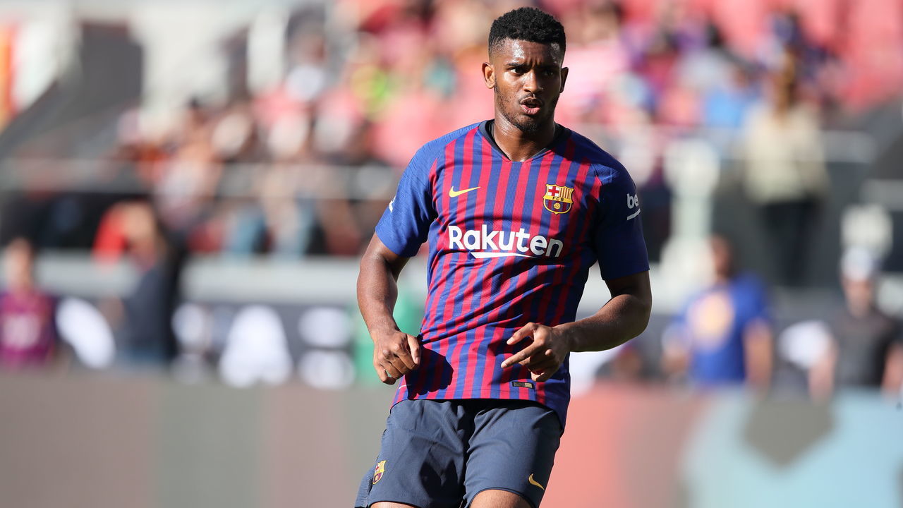 SANTA CLARA, CA - AUGUST 04: Marlon Santos of FC Barcelona during the International Champions Cup 2018 match between AC Milan and FC Barcelona at Levi's Stadium on August 4, 2018 in Santa Clara, California.